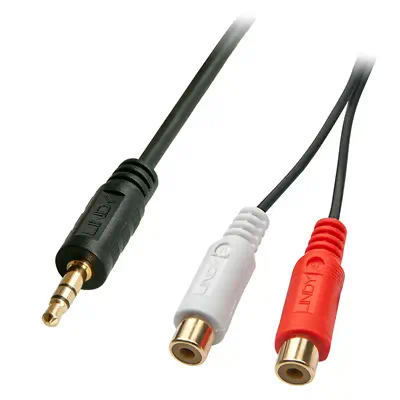 Revendeur officiel Câble Audio LINDY Audiocable Stereo 3.5mm male / 2x RCA female 25cm