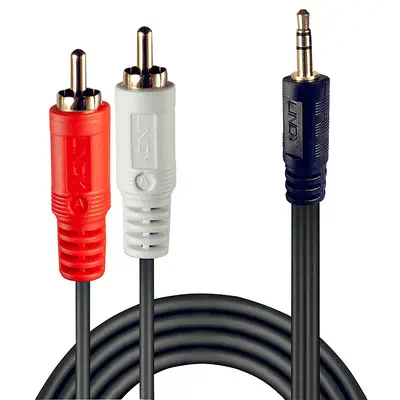 Câble audio Premium 2 x RCA (Cinch) mâle vers jack 3,5mm mâle, 1m - Lindy - Connectique - visuel 2