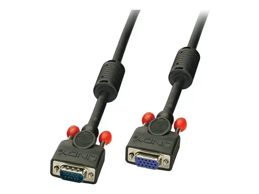 LINDY VGA Cable M/F Black 1m HD15 M/F with screws DDC - Lindy - Câble Audio - visuel 1