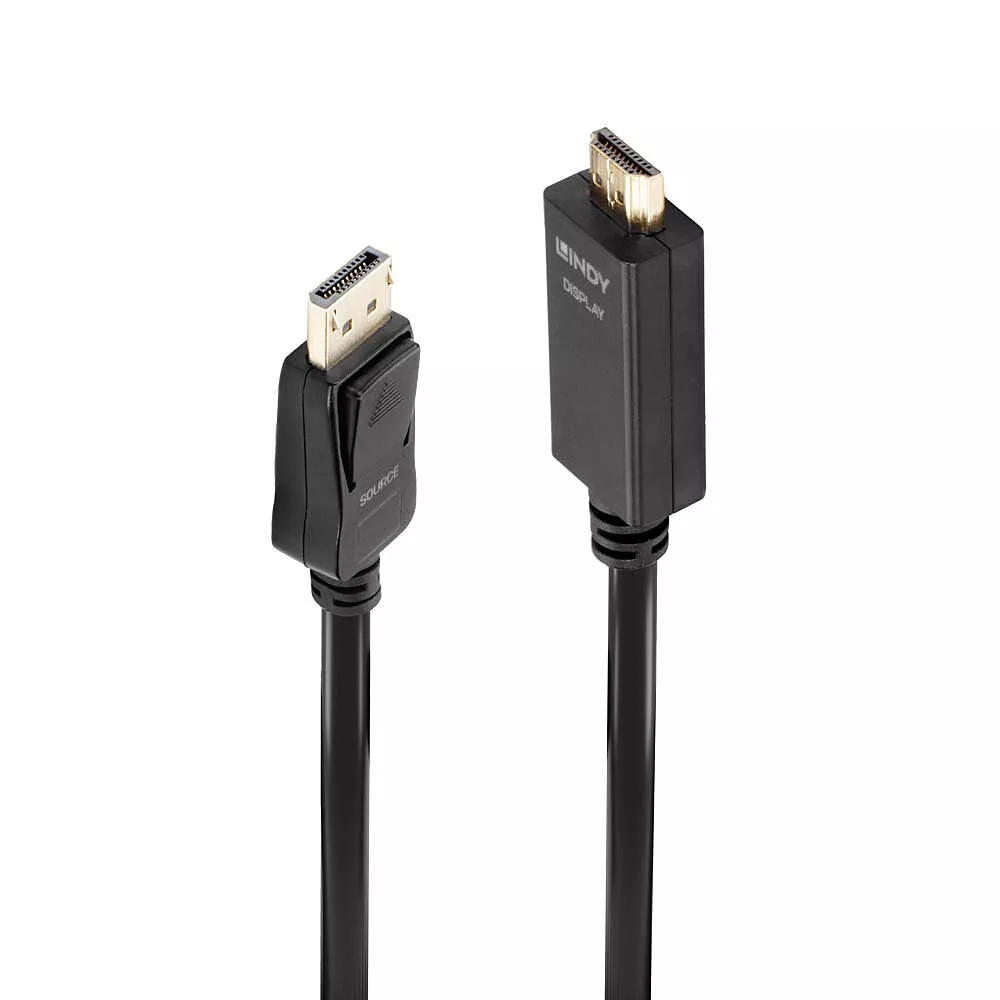 Revendeur officiel LINDY Câble DisplayPort vers HDMI 4K30 DP:passif 0.5m