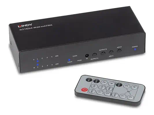 LINDY 4x2 HDMI 2.0 4K 18G Matrix Switch with Audio - Lindy - Câble Audio - visuel 5