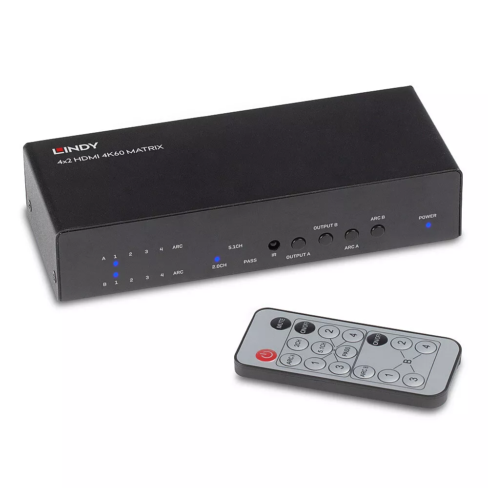 Achat Câble Audio LINDY 4x2 HDMI 2.0 4K 18G Matrix Switch with Audio