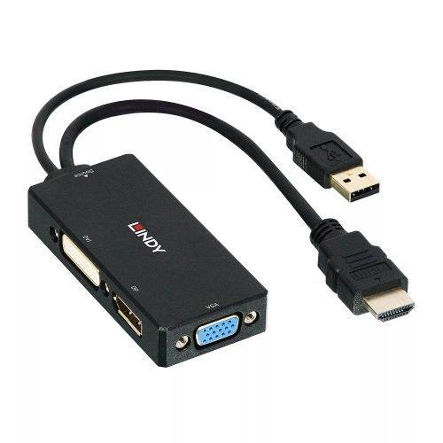 Revendeur officiel Câble Audio LINDY HDMI to DP/DVI/VGA Converter Supports resolutions