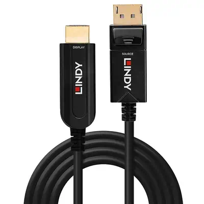 Câble Hybride Fibre Optique DisplayPort 1.2 vers HDMI 18G, 10m - Lindy - Connectique - visuel 2