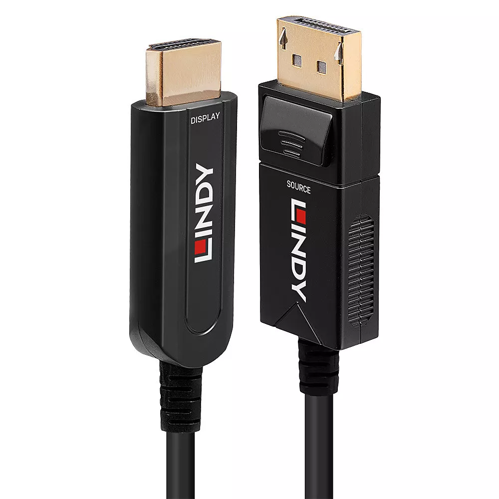 Vente Câble Audio LINDY DP 1.2 to HDMI 18G AOC Hybrid Cable 10m