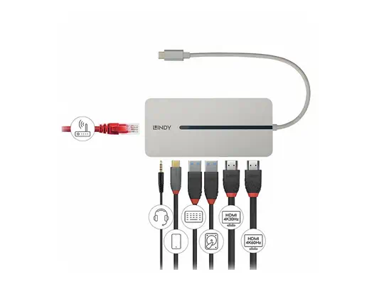 LINDY USB 3.2 Type C Mini Dock 2x HDMI 4K - Lindy - Câble Audio - visuel 2