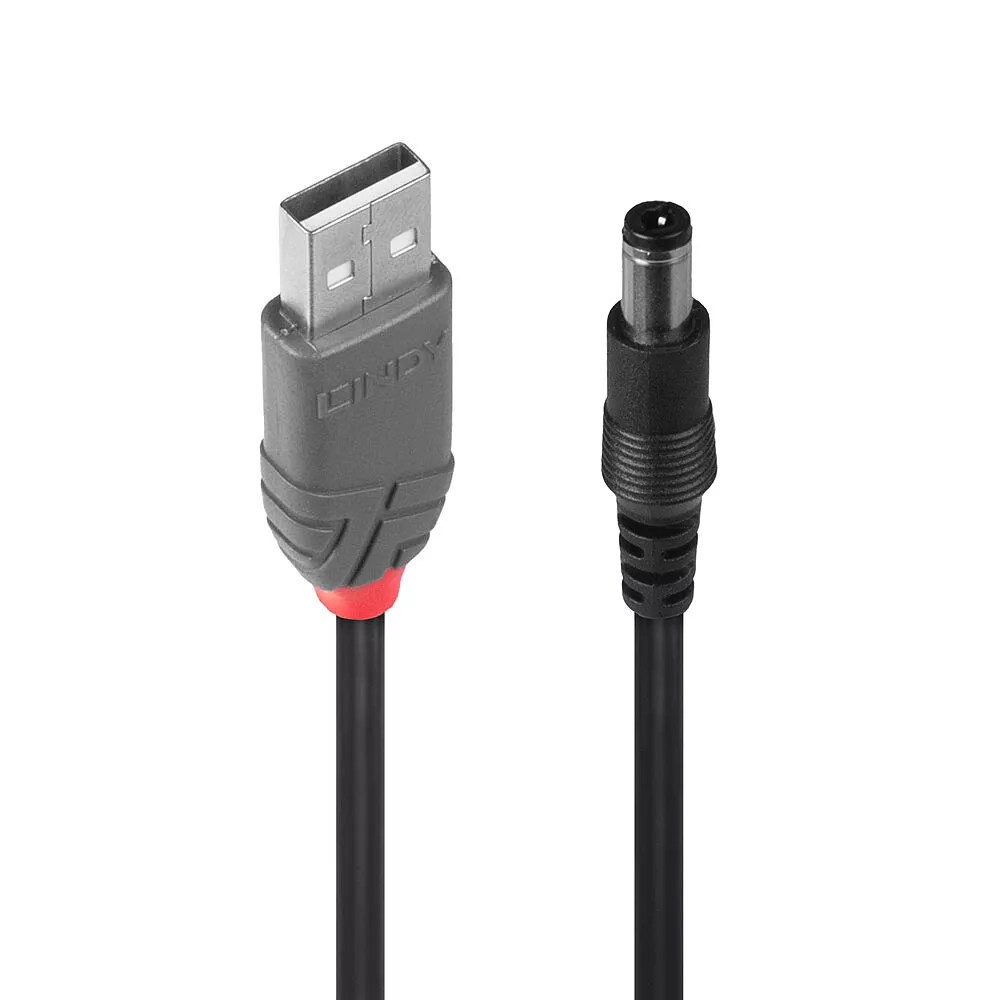 Vente Câble Audio LINDY Adptor Cable USB A male DC 5.5/2.5mm male 1.5m