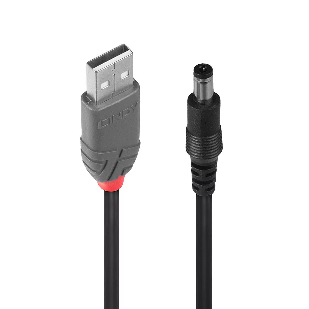 Vente Câble Audio LINDY Adapter Cable USB A male DC 5.5/2.1mm male 1.5m