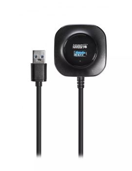 Vente Câble USB URBAN FACTORY MINEE: 4-Port Usb 3.0 Hub Black
