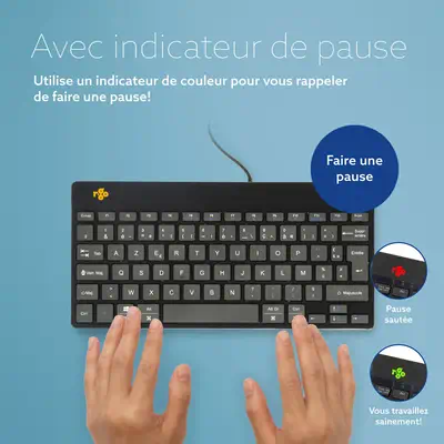 Clavier ergonomique R-Go Compact Break, clavier compact avec logiciel de pause,AZERTY (FR), Filaire, - R-Go Tools - visuel 6