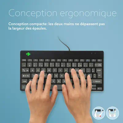 Clavier ergonomique R-Go Compact Break, clavier compact avec logiciel de pause,AZERTY (FR), Filaire, - R-Go Tools - visuel 5