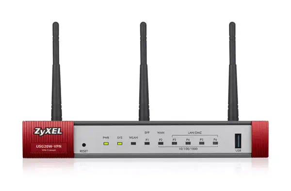 Zyxel USG20W-VPN-EU0101F routeur sans fil Gigabit Ethernet Bi-bande (2,4 GHz / 5 GHz) Gris, Rouge - Firewall - visuel 3