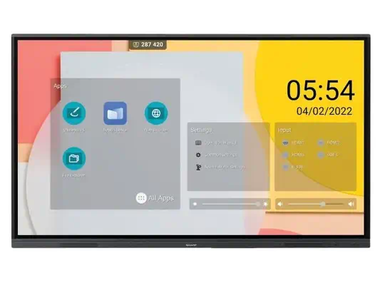 Sharp PN-L862B tableau blanc interactif 2,18 m (86") 3840 x 2160 pixels Écran tactile Noir - Affichage dynamique - visuel 1