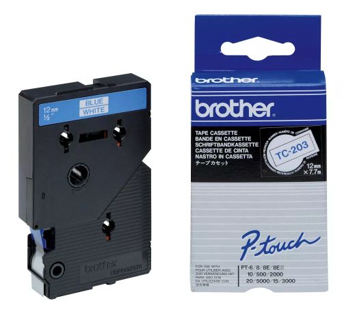 Achat Autres consommables BROTHER P-TOUCH TC-203 bleu sur blanc 12mm