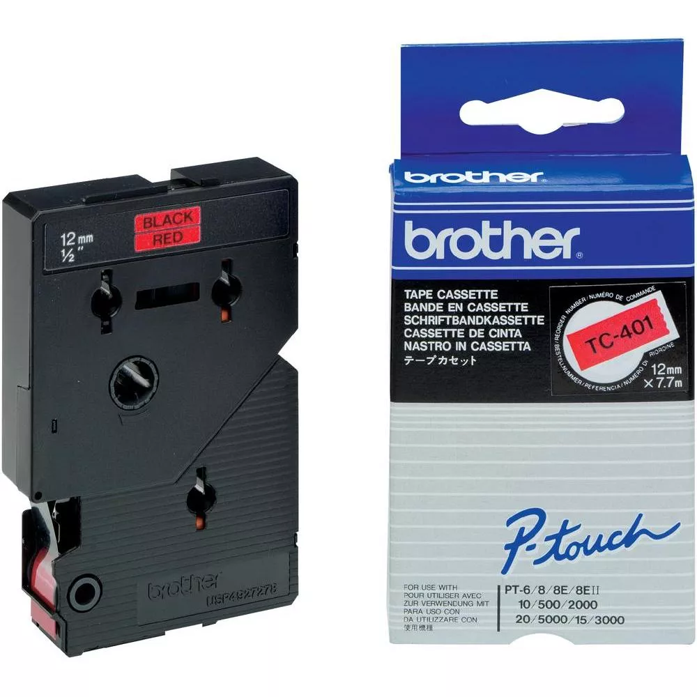 Vente Autres consommables BROTHER P-TOUCH TC-401 noir sur rouge 12mm sur hello RSE