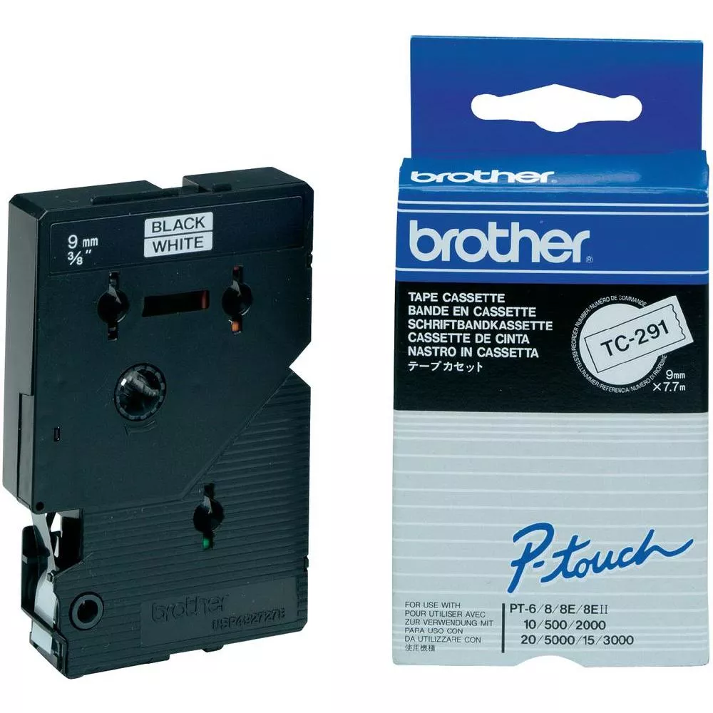 Achat BROTHER P-TOUCH TC-291 noir sur blanc 9mm - 4977766050708