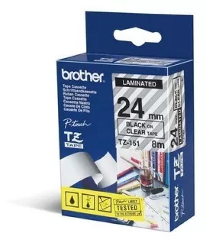 Achat BROTHER P-TOUCH TZE-151 noir sur clear 24mm et autres produits de la marque Brother
