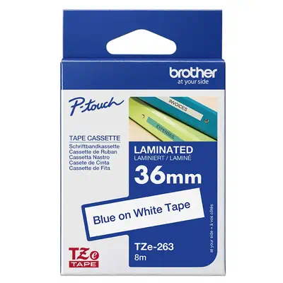 Brother TZE-263 ruban d'étiquette Bleu sur blanc - Autres consommables - visuel 4