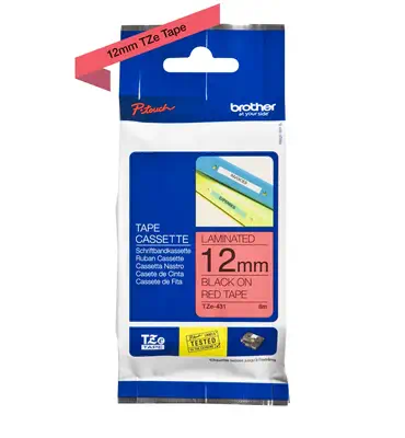 Brother TZE-431 ruban d'étiquette Noir sur rouge - Autres consommables - visuel 3