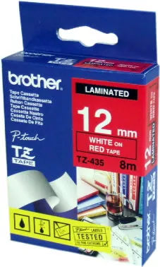 Achat BROTHER P-TOUCH TZE-435 blanc sur rouge 12mm au meilleur prix