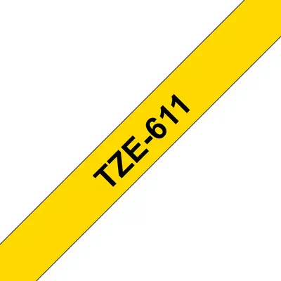 Brother TZE-611 ruban d'étiquette Noir sur jaune - Autres consommables - visuel 1