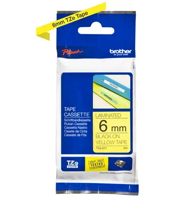 Brother TZE-611 ruban d'étiquette Noir sur jaune - Autres consommables - visuel 3