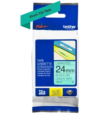 Brother TZE-751 ruban d'étiquette Noir sur vert - Autres consommables - visuel 2