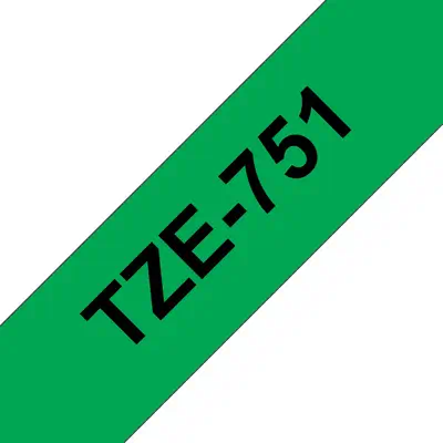 Brother TZE-751 ruban d'étiquette Noir sur vert - Autres consommables - visuel 1