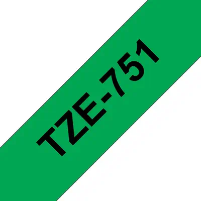 Brother TZE-751 ruban d'étiquette Noir sur vert - Autres consommables - visuel 1