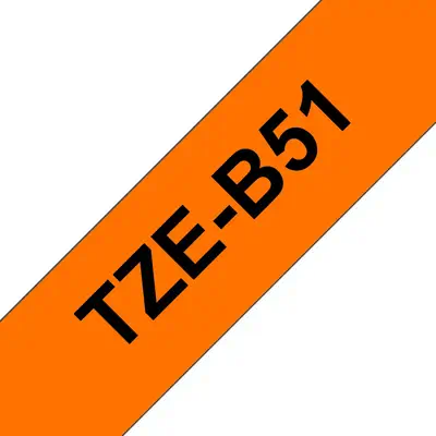Brother TZE-B51 ruban d'étiquette Noir sur fond orange fluorescent - Autres consommables - visuel 1