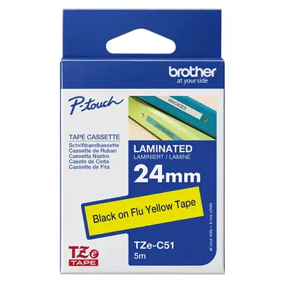 Brother TZE-C51 ruban d'étiquette Noir sur fond jaune fluorescent - Autres consommables - visuel 3