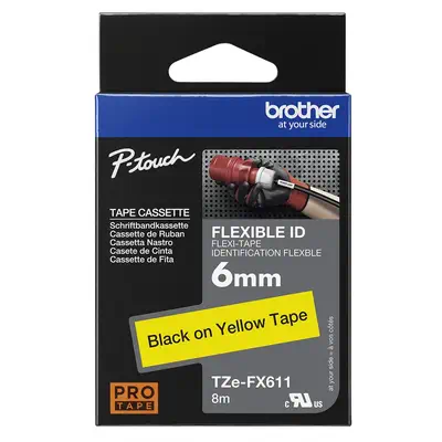 Brother TZE-FX611 ruban d'étiquette Noir sur jaune - Autres consommables - visuel 4