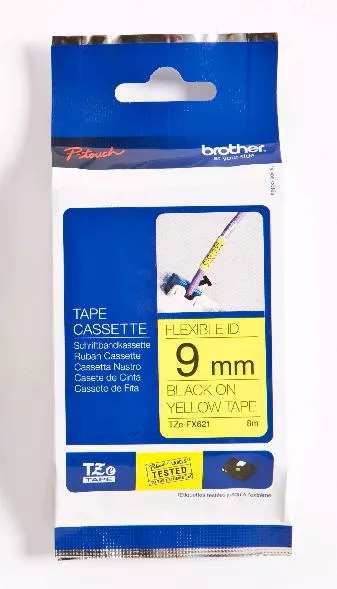 Achat BROTHER P-TOUCH TZE-FX621 noir sur jaune 9mm au meilleur prix
