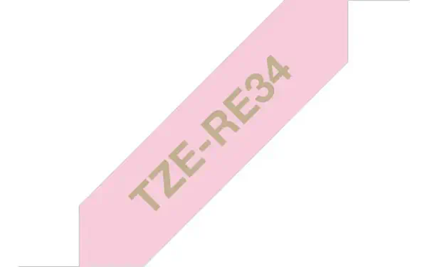 Brother TZE-RE34 ruban d'étiquette Or sur rose - Autres consommables - visuel 1