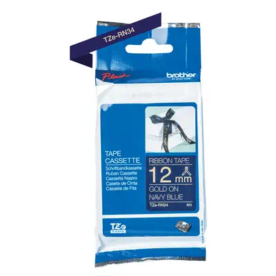 Brother TZE-RN34 ruban d'étiquette Or sur fond bleu marine - Ruban - visuel 2
