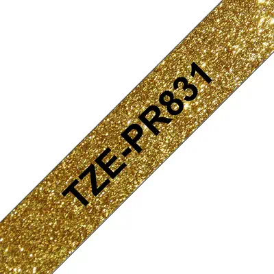 TZe-PR831 ruban d'étiquette noir sur or premium - 12mm - Brother - Ruban - visuel 1