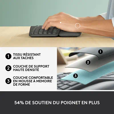 Logitech ERGO K860 Logitech - visuel 1 - hello RSE - TAILLE STANDARD AVEC PAVÉ NUMÉRIQUE INTÉGRÉ