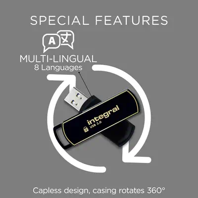 Integral INFD8GB360SEC3.0 lecteur USB flash 8 Go USB Type-A 3.2 Gen 1 (3.1 Gen 1) Noir, Or - Adaptateur stockage - visuel 4