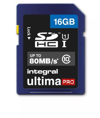 Revendeur officiel Carte Mémoire Integral 16GB ULTIMAPRO SDHC/XC 80MB CLASS 10 UHS-I