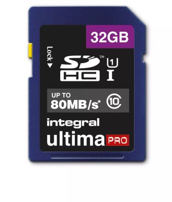 Vente Carte Mémoire Integral 32GB ULTIMAPRO SDHC/XC 80MB CLASS 10 UHS-I sur hello RSE