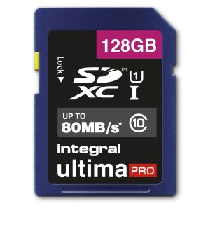 Achat Carte Mémoire Integral 128GB ULTIMAPRO SDHC/XC 80MB CLASS 10 UHS-I U1 sur hello RSE