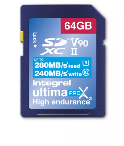 Vente Carte Mémoire Integral 64GB SDHC/XC 280-240MB/s UHS-II V90 sur hello RSE