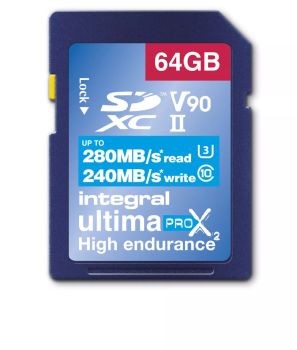 Vente Integral 64GB SDHC/XC 280-240MB/s UHS-II V90 au meilleur prix