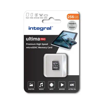 256GB PREMIUM HIGH SPEED MICROSDHC/XC V30 UHS-I U3 - Integral - Carte Mémoire - visuel 1