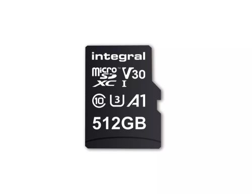 Vente Integral 512GB PREMIUM HIGH SPEED MICROSDHC/XC V30 UHS-I U3 au meilleur prix