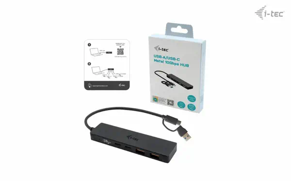 i-tec Metal C31HUBMETAL2A2C hub & concentrateur USB 3.2 Gen 1 (3.1 Gen 1) Type-C 10000 Mbit/s Noir - I-Tec - Accessoires Tablette - visuel 10
