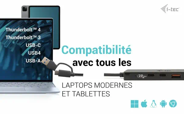 i-tec Metal C31HUBMETAL2A2C hub & concentrateur USB 3.2 Gen 1 (3.1 Gen 1) Type-C 10000 Mbit/s Noir - I-Tec - Accessoires Tablette - visuel 4