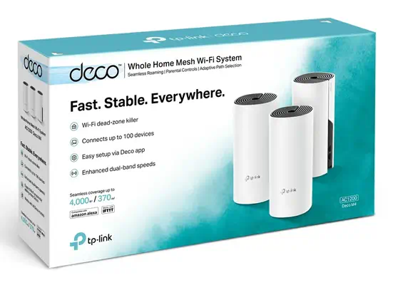 TP-Link Deco M4(3-pack) Bi-bande (2,4 GHz / 5 GHz) Wi-Fi 5 (802.11ac) Blanc 2 Interne - Borne Wifi - visuel 3