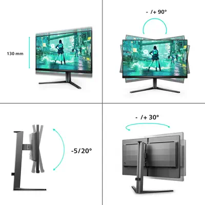 Philips Evnia 25M2N3200W/00 écran plat de PC 62,2 cm (24.5") 1920 x 1080 pixels Full HD LCD Gris - Ecran Ordinateur - visuel 3