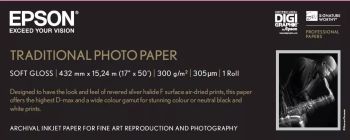 Revendeur officiel Autre Imprimante EPSON S045054 Traditional photo papier inkjet 330g/m2 432mm x 15m 1